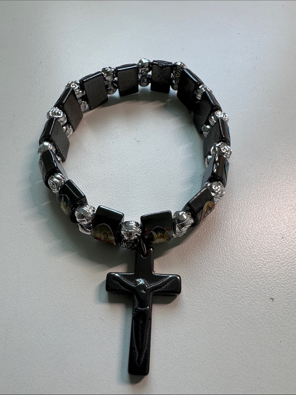 Gray Women’s  Cross Rosary Bracelet - Unbranded